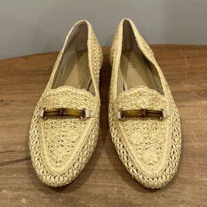 Talbots RYAN Raffia Loafer Flats Natural Slip On Bamboo Detail Womens Size US 7